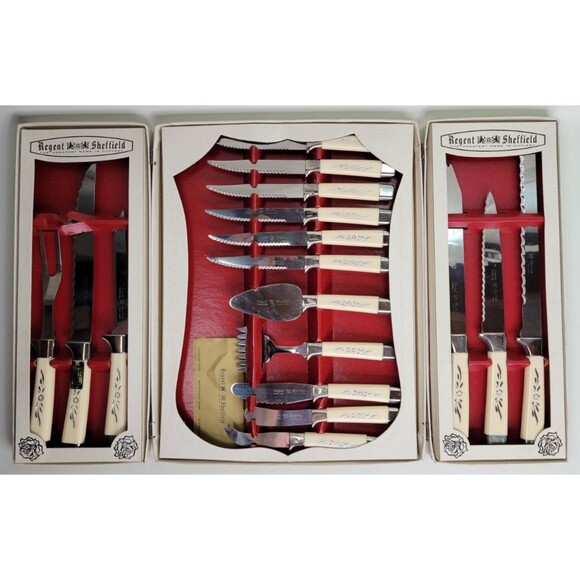 Vintage Regent Sheffield 17 Piece Cutlery Treasure Chest‎ Knife Set England - Picture 1 of 16